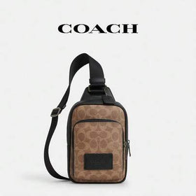 Coach حقيبة CV763QBNRX أحادية الكتف/الحقيبة المتقاطعة، حقيبة رجالية متعددة الاستخدامات وأنيقة، لون كاكي مع لمسات سوداء، صنعة متينة، تصميم بسيط ونظيف، مناسبة للعمل، والمناسبات غير الرسمية، والمواعيد.