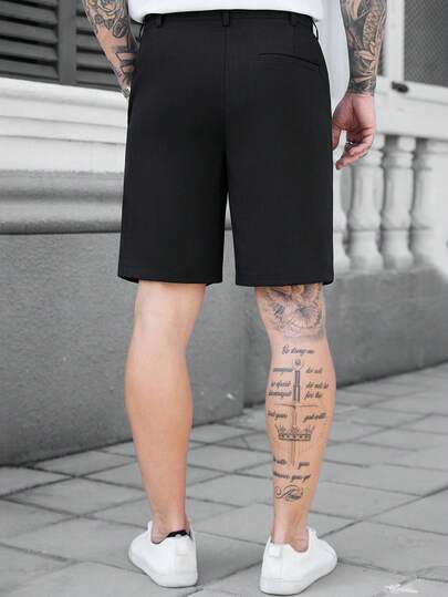 Manfinity CasualCool شورت كاجوال للرجال موديل جديد، قماش أسود مريح، بتصميم إنس، إطلالة عصرية، جيوب مريحة، متعدد الاستخدامات، مناسب للارتداء اليومي، إطلالة صيفية، نزهة كاجوال وتواعد، شورت كاجوال، عنصر أساسي للهدايا للصديق أو الزوج، طراز Y2K