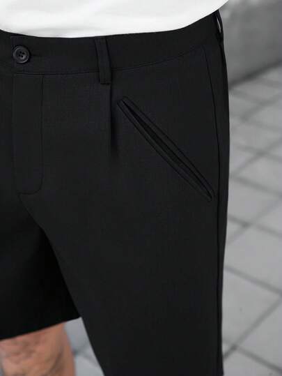 Manfinity CasualCool شورت كاجوال للرجال موديل جديد، قماش أسود مريح، بتصميم إنس، إطلالة عصرية، جيوب مريحة، متعدد الاستخدامات، مناسب للارتداء اليومي، إطلالة صيفية، نزهة كاجوال وتواعد، شورت كاجوال، عنصر أساسي للهدايا للصديق أو الزوج، طراز Y2K