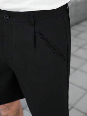 Manfinity CasualCool شورت كاجوال للرجال موديل جديد، قماش أسود مريح، بتصميم إنس، إطلالة عصرية، جيوب مريحة، متعدد الاستخدامات، مناسب للارتداء اليومي، إطلالة صيفية، نزهة كاجوال وتواعد، شورت كاجوال، عنصر أساسي للهدايا للصديق أو الزوج، طراز Y2K