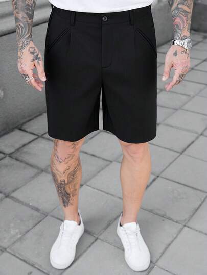 Manfinity CasualCool شورت كاجوال للرجال موديل جديد، قماش أسود مريح، بتصميم إنس، إطلالة عصرية، جيوب مريحة، متعدد الاستخدامات، مناسب للارتداء اليومي، إطلالة صيفية، نزهة كاجوال وتواعد، شورت كاجوال، عنصر أساسي للهدايا للصديق أو الزوج، طراز Y2K