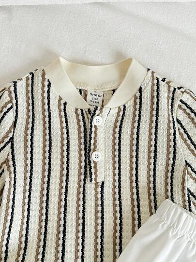 SHEIN مجموعة قميص بولو وشورت كاجوال مطبوعة بنمط جرافيك لطيف للأطفال الصيف، مناسبة لحفلة عيد الميلاد، الحفلات المسائية، الحفلات، حفلة الاستقبال، حفلة استقبال المولود، المعمودية، احتفال عيد الميلاد الأول، ضيف الزفاف، ملابس حفلة استقبال المولود والمعمودية، ق