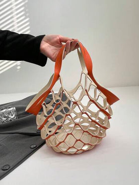 حقيبة تسوق منسوجة عصرية جديدة، تصميم مفتوح من الأعلى، خفيفة الوزن وبسيطة، حقيبة كتف ذات سعة كبيرة ناعمة. مناسبة لاستخدام المرأة في الحياة اليومية، التنقل، العمل، العطلات والطالبات