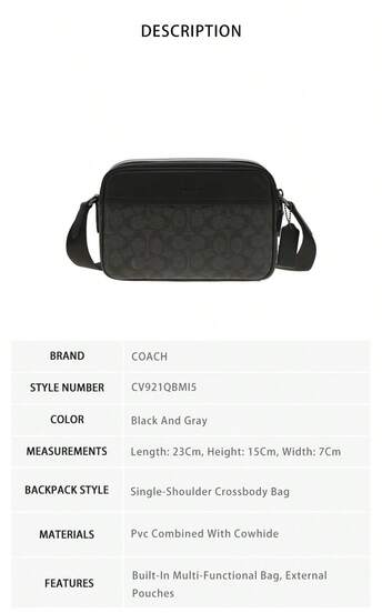 Coach حقيبة كروس بادي رجالية ذات كتف واحد مطبوعة من CV921QBMI5