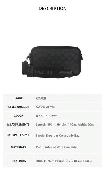 Coach حقيبة كروس بادي رجالية ذات كتف واحد مطبوعة من CW365QBMI5