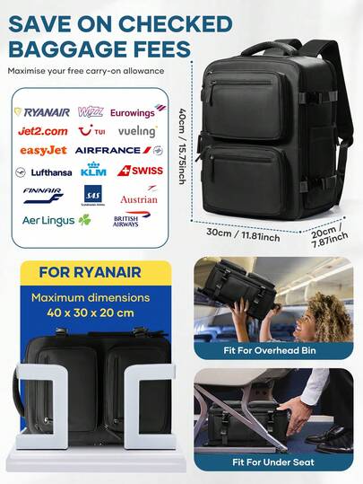 حقيبة ظهر بتفريغ هواء محمولة مناسبة للسفر والرحلات العمل، حقيبة ظهر سعة كبيرة لحفظ الملابس، اضغط على زر التفريغ الواحد لتوفير 50% من المساحة، خفيفة الوزن ومتينة للعمل، مساحة وظيفية موفرة مع أشرطة كتف رغوية ثلاثية الأبعاد، قابلة للتعديل مضادة للانزلاق، مصن