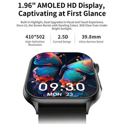ساعة ذكية Lenovo 2025 الجديدة لنظامي أندرويد وآي أو إس Fit F101، شاشة AMOLED عالية الدقة 1.96 بوصة، تدعم مراقبة معدل ضربات القلب، والاتصال عبر البلوتوث وغيرها من الوظائف