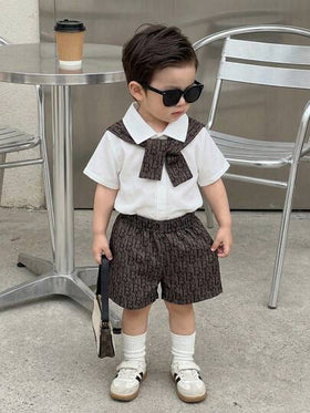 SHEIN Playful Pals طقم ملابس للأطفال الرضع من 0-3 سنوات، يتكون من كيب مطبوع، قميص بأكمام قصيرة وشورت بخصر مطاطي مطبوع بحرف، مناسب لجميع المواسم، للرحلات القصيرة، العطلات، النزهات، الاسترخاء، الارتداء اليومي المنزلي، التنسيق، مقاس من 3 أشهر إلى 24 شهرًا لل