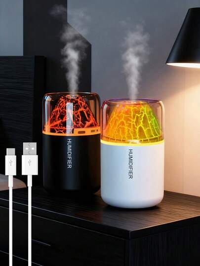 زجاجة رذاذ مرطب بركاني ملون سعة 180 مل، يعمل بالطاقة USB، 2 وضع تشغيل، إضاءة LED 7 ألوان، إيقاف تلقائي، رذاذ هادئ، معطر هواء، جهاز تبخير العطور، مناسب لديكور الغرفة والمكتب وغرفة المعيشة والمكتب والسيارة، هدية رائعة للسيدات