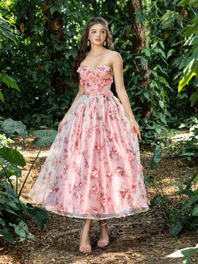 Faeriesty فستان سهرة أنيق بخصر مربوط على شكل قلب بدون أكتاف، مطرز بزخارف زهرية ثلاثية الأبعاد مع ربطة ظهر قابلة للتعديل، فستان طويل إلى الأرض، مناسب للمناسبات الرسمية مثل الحفلات الكبرى والزفاف وحفلات السجادة الحمراء