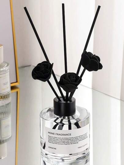 100 مل عطر منزلي بدون لهب/زيت أساسي/عطور/موزع، رائحة طويلة الأمد، يخلق عطر منزلي لغرفة النوم والحمام وغرفة المعيشة. هدية عيد الميلاد/عيد الحب (عصي رائحة عشوائية) (زجاجة سوداء مطفأة/شفافة)