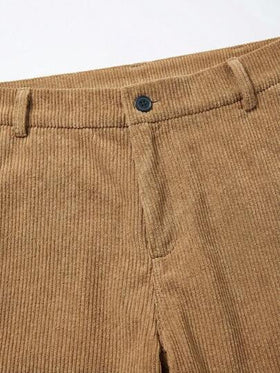 شورتات رجالية صيفية خفيفة من القطيفة الفضفاضة، تصميم بسوستة بزر واحد، ألوان سادة جديدة بطول الركبة