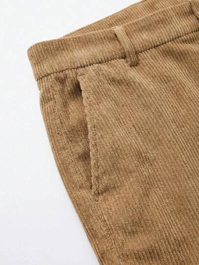شورتات رجالية صيفية خفيفة من القطيفة الفضفاضة، تصميم بسوستة بزر واحد، ألوان سادة جديدة بطول الركبة