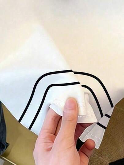 ملابس علوية أنيق بطبعة الفيونكة للفتيات المراهقات في الصيف، بتصميم مخطط مزدوج، تصميم مبسط، تي شيرت كاجوال متعدد الاستخدامات، أبيض كلاسيكي، للارتداء اليومي، ملابس طالبة، للخارج، ملابس علوية كاجوال
