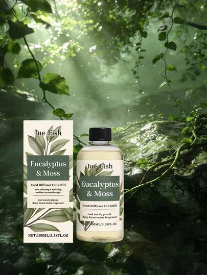 زيت عطري 100 مل من الأوكالبتوس والطحالب ذو رائحة خشبية منعشة. مناسب لمعطر الهواء المنزلي. موزع عطري لطيف وأنيق - زيت موزع عطر الأوكالبتوس والطحالب 100 مل - رائحة خشبية منعشة لتنقية وتعطير الهواء المنزلي - هدية منزلية، هدية عيد!