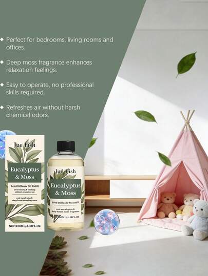 زيت عطري 100 مل من الأوكالبتوس والطحالب ذو رائحة خشبية منعشة. مناسب لمعطر الهواء المنزلي. موزع عطري لطيف وأنيق - زيت موزع عطر الأوكالبتوس والطحالب 100 مل - رائحة خشبية منعشة لتنقية وتعطير الهواء المنزلي - هدية منزلية، هدية عيد!