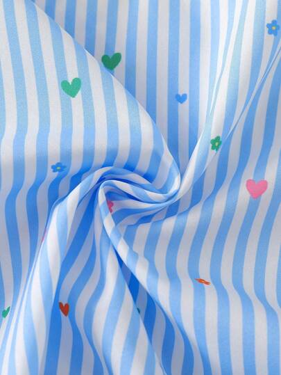 Elladie kids طقم تي شيرت أكمام قصيرة بنسيج مزخرف وتصميم أزرار في الخلف وبنطلون طويل كاجوال للبنات (صغير)