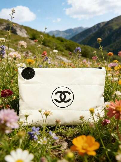 CHANEL حقيبة مكياج قابلة للطي سعة كبيرة - تصميم كلاسيكي مبطن، حقيبة أدوات تجميل مقاومة للماء، مجموعة هدايا سفر فاخرة