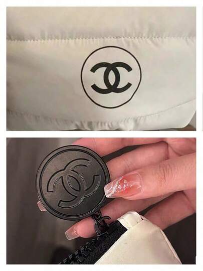 CHANEL حقيبة مكياج قابلة للطي سعة كبيرة - تصميم كلاسيكي مبطن، حقيبة أدوات تجميل مقاومة للماء، مجموعة هدايا سفر فاخرة