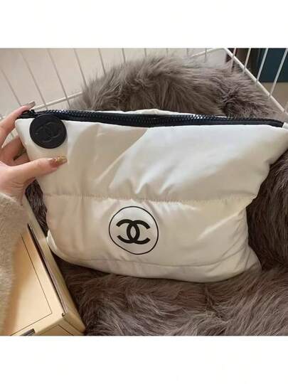 CHANEL حقيبة مكياج قابلة للطي سعة كبيرة - تصميم كلاسيكي مبطن، حقيبة أدوات تجميل مقاومة للماء، مجموعة هدايا سفر فاخرة