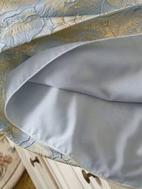 Glamorique Kids فستان حفلة أنيق للفتاة الصغيرة بياقة مستديرة وأكمام بتلات مطبوع بنقشة الجاكار الزهرية