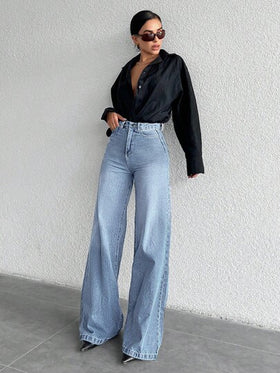 SHEIN Tall بنطلون جينز كاجوال يومي بألوان فاتحة للنساء