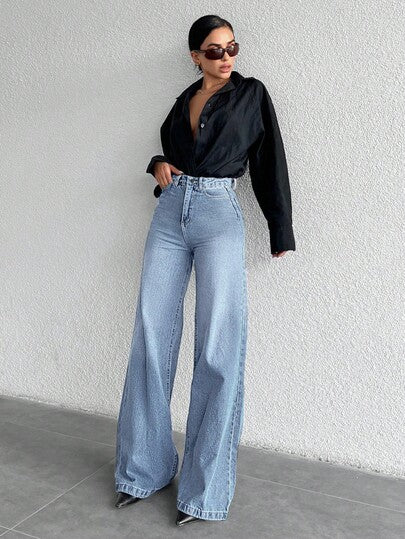 SHEIN Tall بنطلون جينز كاجوال يومي بألوان فاتحة للنساء