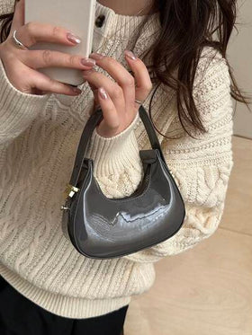 حقيبة يد صغيرة لطيفة ولامعة للنساء، حقيبة تسوق ذات شكل هلال قمري عصرية عالية الجودة وخفيفة الوزن