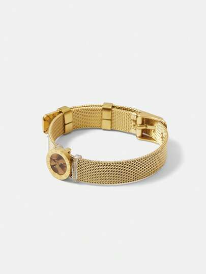 MOTF PREMIUM سوار ساعة ذهبي مطلي بالذهب عيار 18 قيراط بتصميم بسيط وشخصي