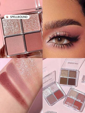 SHEGLAM ظلال العيون Cosmic Crystal Quad-Spellbound 4-Clolor Matte Glitter Eyeshadow Palette Neutral Tone Gold Rose Mauve Shine Glitter Long-Lasting Ultra Pigmented Smooth Blendable Eyeshadow Brown Eyeshadow علامة تجارية جمال مكياج ميكب مستحضرات تجميل للنس