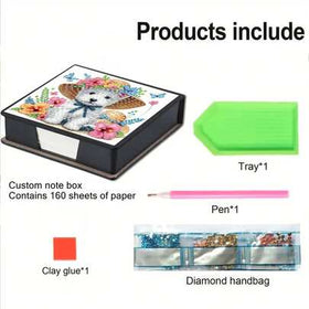 1 قطعة فن الماس DIY بنمط كلب صغير، لوحة فسيفساء ماس غير متماثلة على علبة لوح ملاحظات جلد اصطناعي أسود لاصق ذاتيًا مع 160 ورقة، مثالي للمنزل والمكتب والمدرسة والحرف اليدوية والقرطاسية الجميلة وهدايا المناسبات