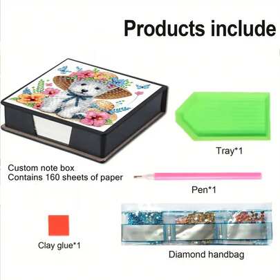 1 قطعة فن الماس DIY بنمط كلب صغير، لوحة فسيفساء ماس غير متماثلة على علبة لوح ملاحظات جلد اصطناعي أسود لاصق ذاتيًا مع 160 ورقة، مثالي للمنزل والمكتب والمدرسة والحرف اليدوية والقرطاسية الجميلة وهدايا المناسبات