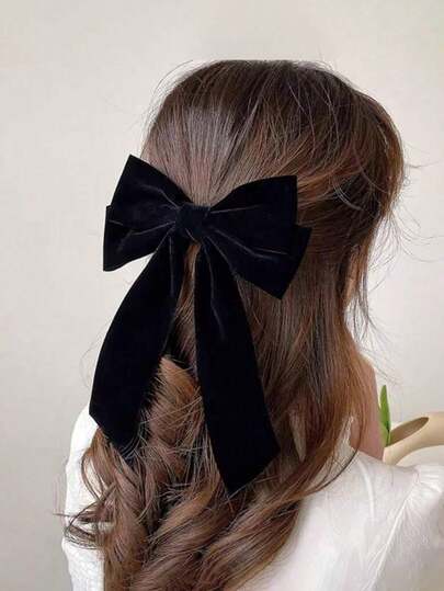 1 قطعة فيونكة شعر من الأحمر الأسود الحالم، فيونكة شريط مخملي كبيرة، مشبك سمكة، دبابيس شعر للاحتفالات والزفاف والمناسبات اليومية الصيفية، هدية عيد الحب للنساء والفتيات