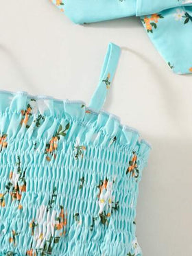 SHEIN Vintaside Kids رومبير بحمالات رفيعة مع حافة مكسرة، تصميم مرح للارتداء اليومي للبنات الصغيرات