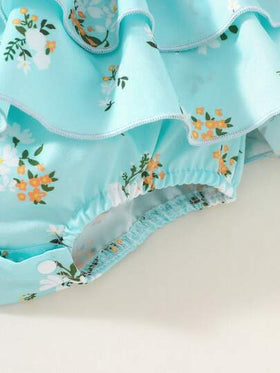 SHEIN Vintaside Kids رومبير بحمالات رفيعة مع حافة مكسرة، تصميم مرح للارتداء اليومي للبنات الصغيرات