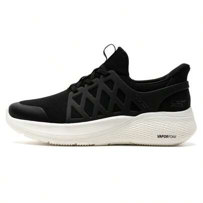 Skechers حذاء رياضي كاجوال بنظام ربط للرجال من سلسلة بوب، مناسب للتنقل اليومي والرياضة الخارجية، 118308-أسود