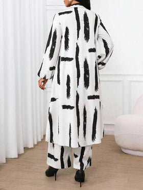 SHEIN Lady قميص كاجوال أنيق للعمل ذو أكمام بيشوب وجيب، أكمام طويلة، مجموعة قطعتين للعطلات والكنيسة والمكتب، ملابس صيفية للنساء، مجموعة صيفية مكونة من قطعتين