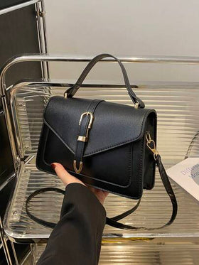 حقيبة مربعة صغيرة خفيفة الوزن ، كاجوال للأعمال ، أنيقة ذات مقبض علوي وغطاء من جلد البولي يوريثان للمراهقات والنساء وطلاب الكلية والموظفين المبتدئين والموظفين البيض ، مثالية للمكتب والكلية والعمل والأعمال والتنقل والخارج والسفر والخروجات