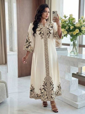 SHEIN Lady CURVE فستان طباعة عتيقة أنيق بياقة مفصصة مقاس كبير
