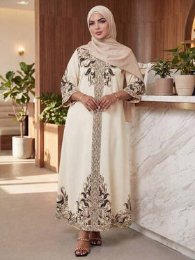 SHEIN Lady CURVE فستان طباعة عتيقة أنيق بياقة مفصصة مقاس كبير