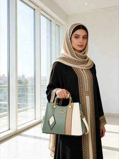 حقيبة نسائية بلون متباين جديدة، حقيبة أنيقة متعددة الاستخدامات للأم، حقيبة كتف وحقيبة متقاطعة مناسبة للاستخدام اليومي والمواعدة والهدايا