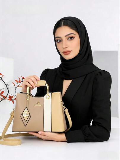 حقيبة نسائية بلون متباين جديدة، حقيبة أنيقة متعددة الاستخدامات للأم، حقيبة كتف وحقيبة متقاطعة مناسبة للاستخدام اليومي والمواعدة والهدايا