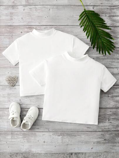 SHEIN Genkimix Kids مجموعة قميص وشورت قصير الأكمام بلون أحادي للأولاد الصغار، مناسبة للاستخدام اليومي العادي، العطلات، الرياضة، المدرسة، الأنشطة الخارجية، الصيف