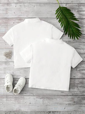 SHEIN Genkimix Kids مجموعة قميص وشورت قصير الأكمام بلون أحادي للأولاد الصغار، مناسبة للاستخدام اليومي العادي، العطلات، الرياضة، المدرسة، الأنشطة الخارجية، الصيف