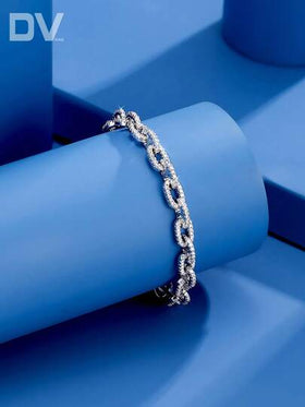 DV JEWELRY سوار فاخر مطلي بالذهب الأبيض مرصع بالزركونيا المكعبة، هدية مجوهرات أنيقة للنساء، مناسب للمناسبات والحفلات والزفاف والذكرى السنوية