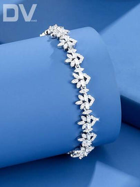 DV JEWELRY سوار فاخر مطلي بالذهب الأبيض مرصع بالزركونيا المكعبة، هدية مجوهرات أنيقة للنساء، مناسب للمناسبات والحفلات والزفاف والذكرى السنوية