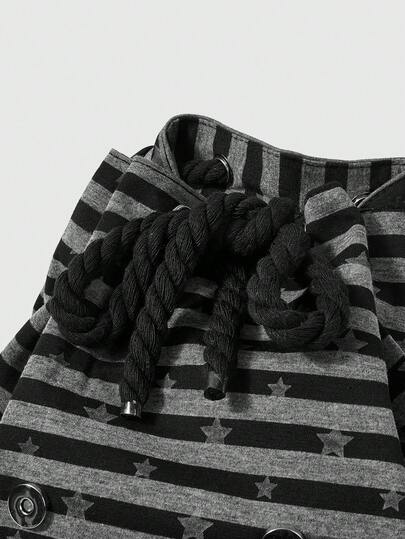 ROMWE Grunge Punk 1 حقيبة ظهر كبيرة السعة مناسبة للتنقل والمدرسة والعطلات، بتصميم نجمي مزين بأجنحة قطة وبصمات قدم القطة، بطراز كلية بانك، ذات جيوب متعددة، بخطوط وألوان أسود وأبيض، مناسبة للجنسين وأنيقة وعصرية