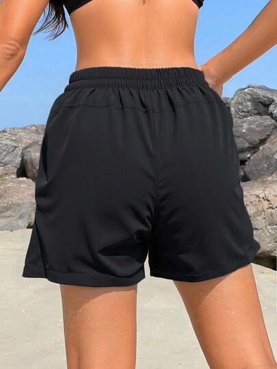 Swim SPRTY بنطلون شاطئ صيفي للنساء ذو لون أحادي، للعطلة الصيفية