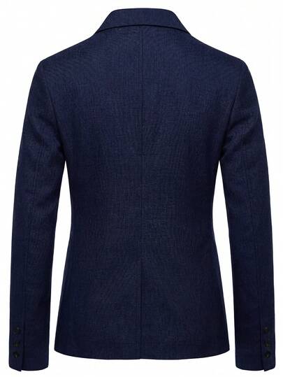 Manfinity Bizformal بدلة رجالية باللون الأزرق الداكن، جاكيت رجالية كاجوال للتنقل، ملابس علوية ملابس يومية بسيطة