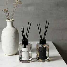 1 قطعة مجموعة موزع الروائح AROMA HOME - زجاجة زجاجية أنيقة مع عيدان سوداء لرائحة دائمة في المنزل، هدية معطرة بدون لهب للفنادق والاستخدام المنزلي